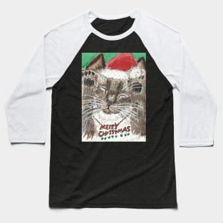 Siamese kitten cat Merry Christmas Baseball T-Shirt